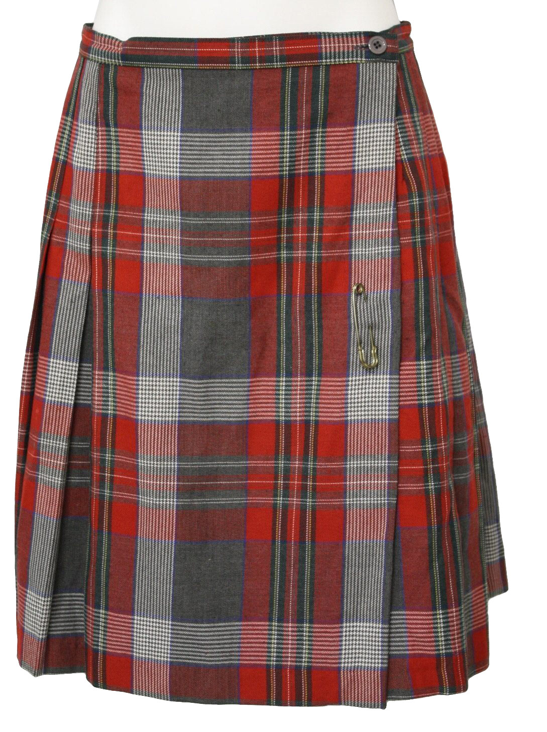 1990's Plaid Skirt (Counterparts): 90s -Counterparts- Womens grey, red ...