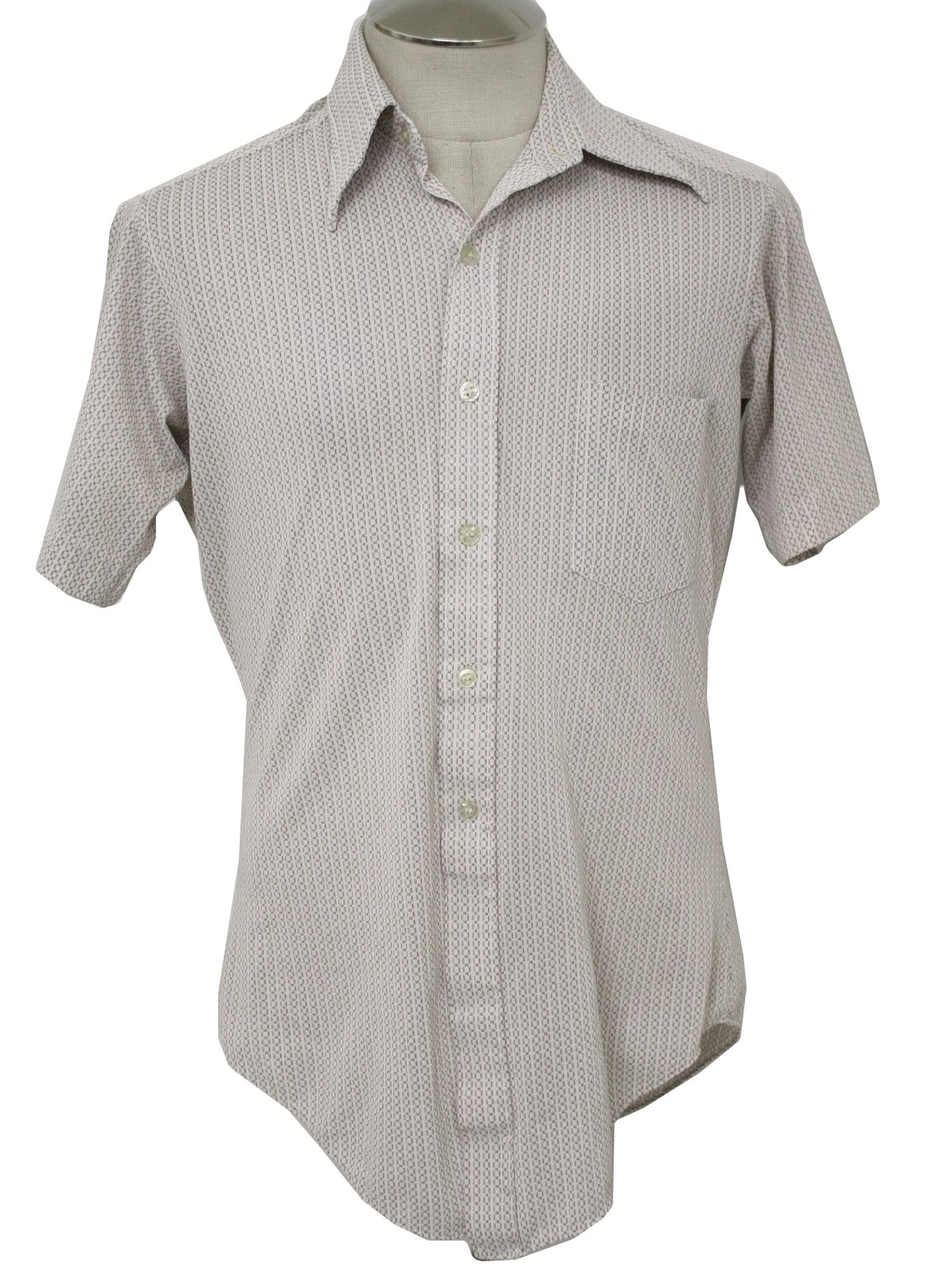 Vintage 70s Print Disco Shirt: 70s Sears- Mens off white base with dark ...