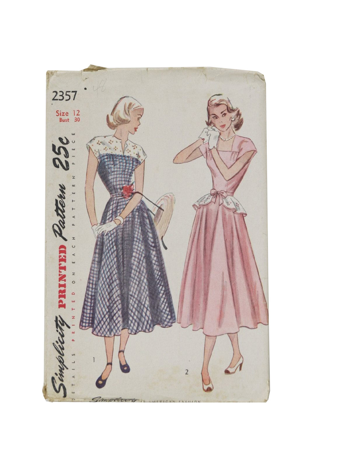 1940's Retro Sewing Pattern: 40s -Simplicity Pattern No. 2357- Misses ...