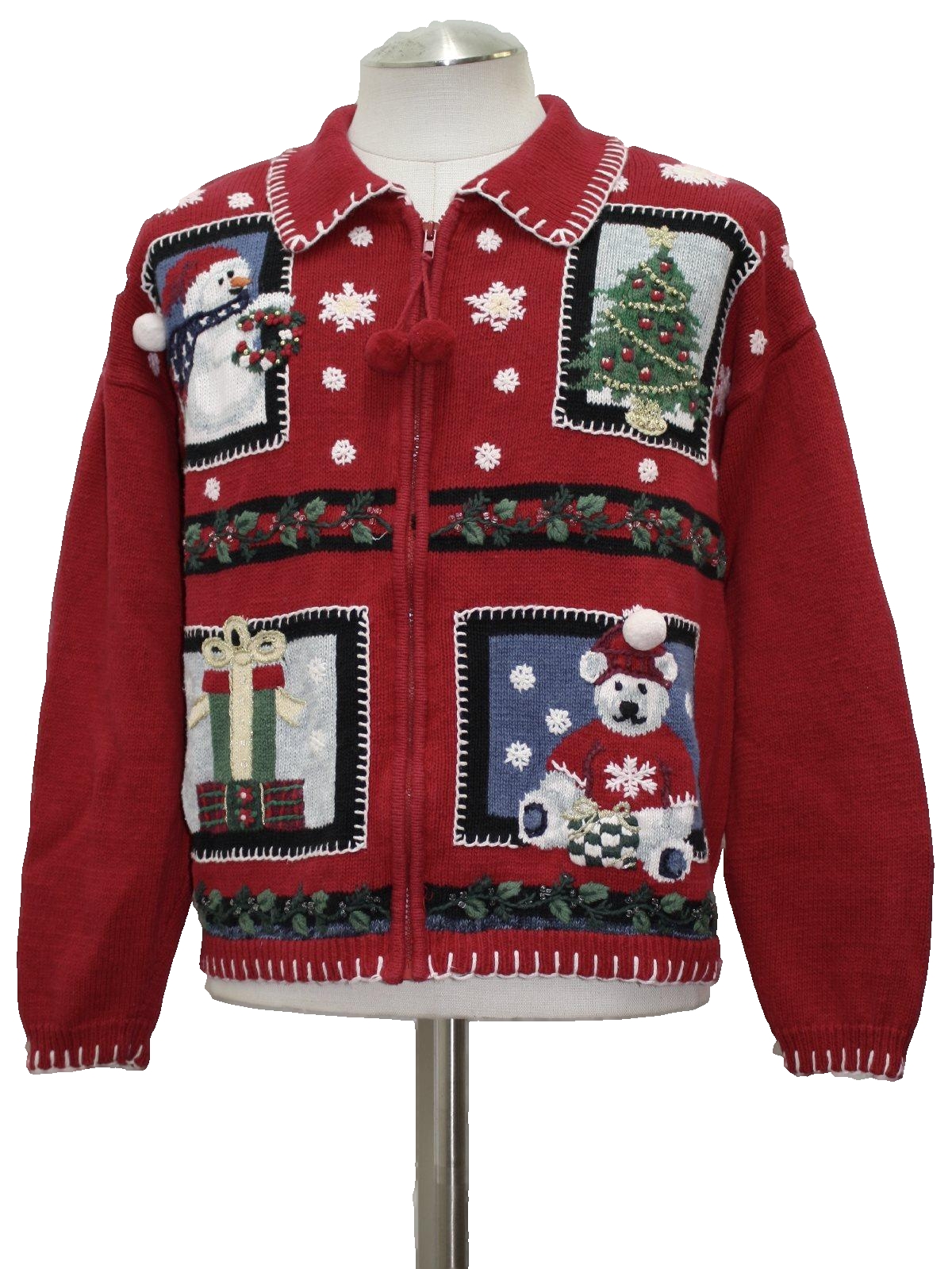 Womens Ugly Christmas Sweater: -Carly St. Claire- Womens red background ...