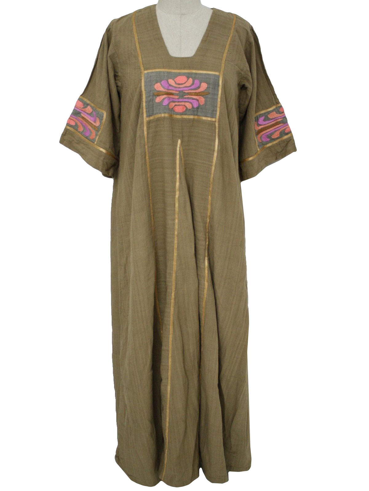 Josefa Seventies Vintage Hippie Dress: 70s -Josefa- Womens taupe, grey ...