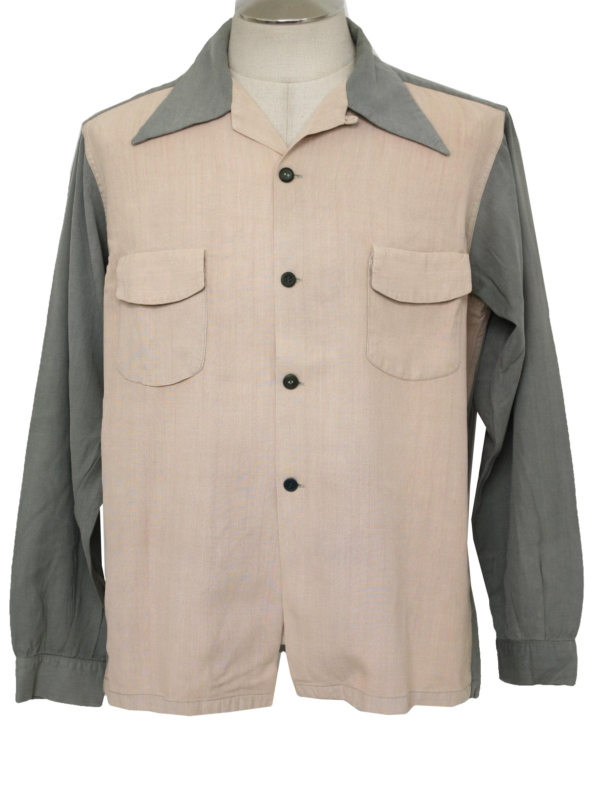 Fifties Vintage Gabardine Shirt: 50s -Artvogue of California- Mens
