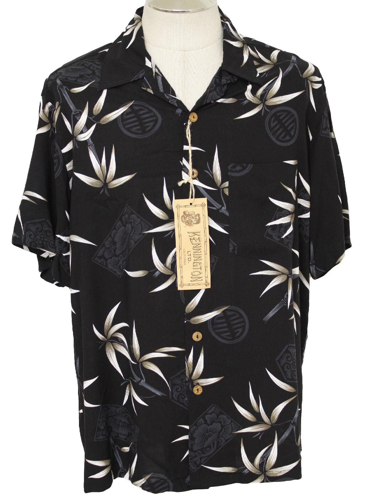 1990's Vintage Kennington Hawaiian Shirt: 90s -Kennington- Mens black