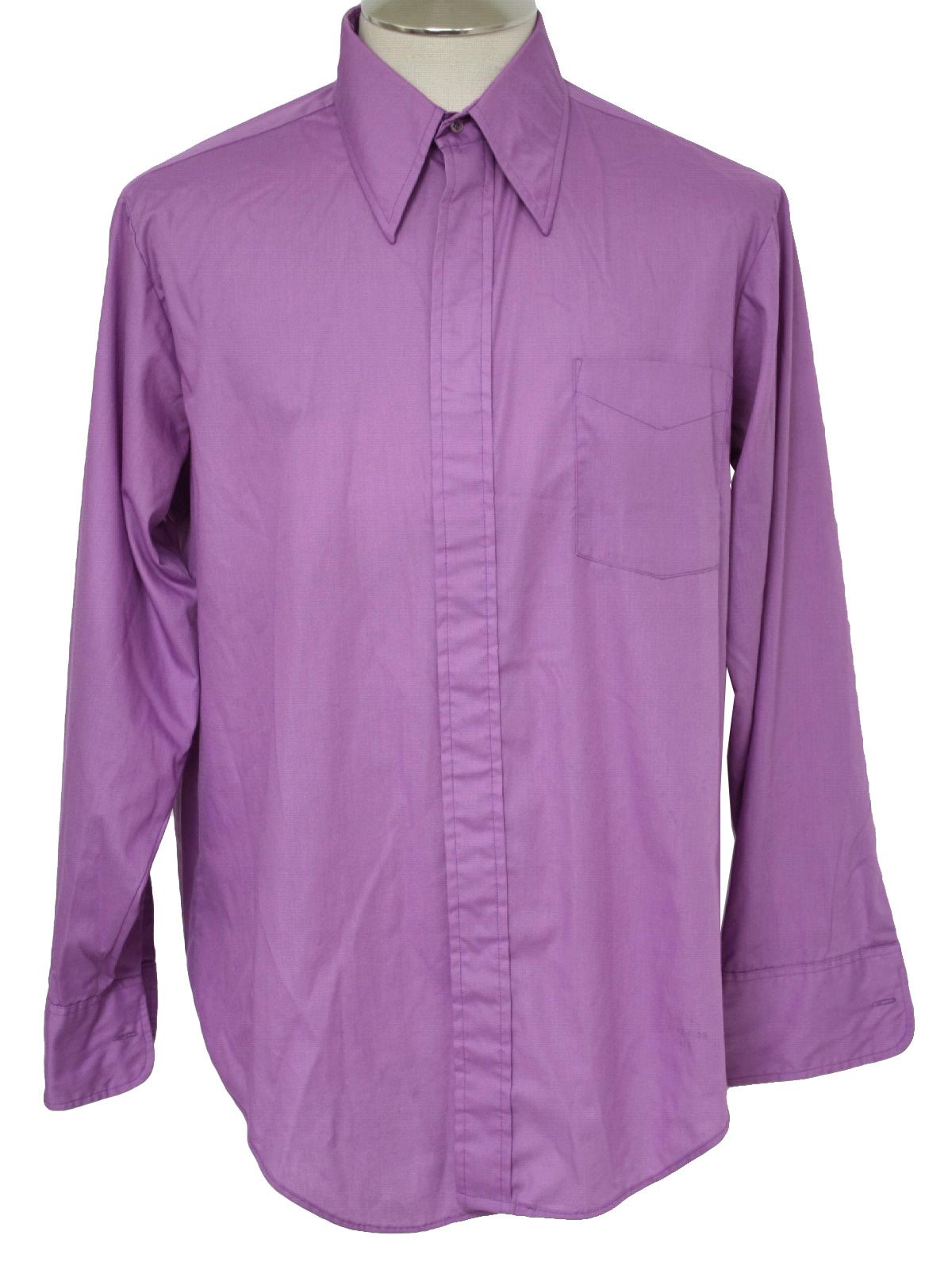 Vintage 1970's Shirt: 70s -Brent- Mens pale purple cotton polyester ...