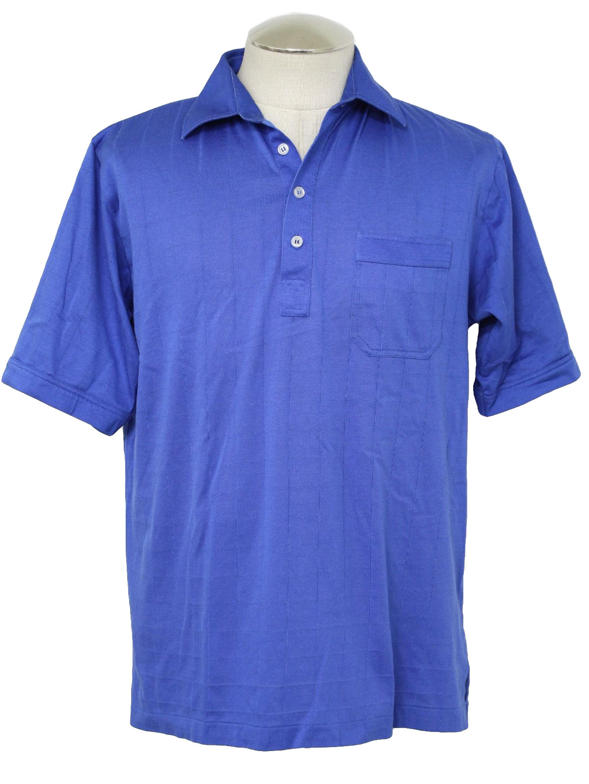 Eighties Vintage Shirt: 80s -Di Minzoni- Mens blue cotton polyester ...