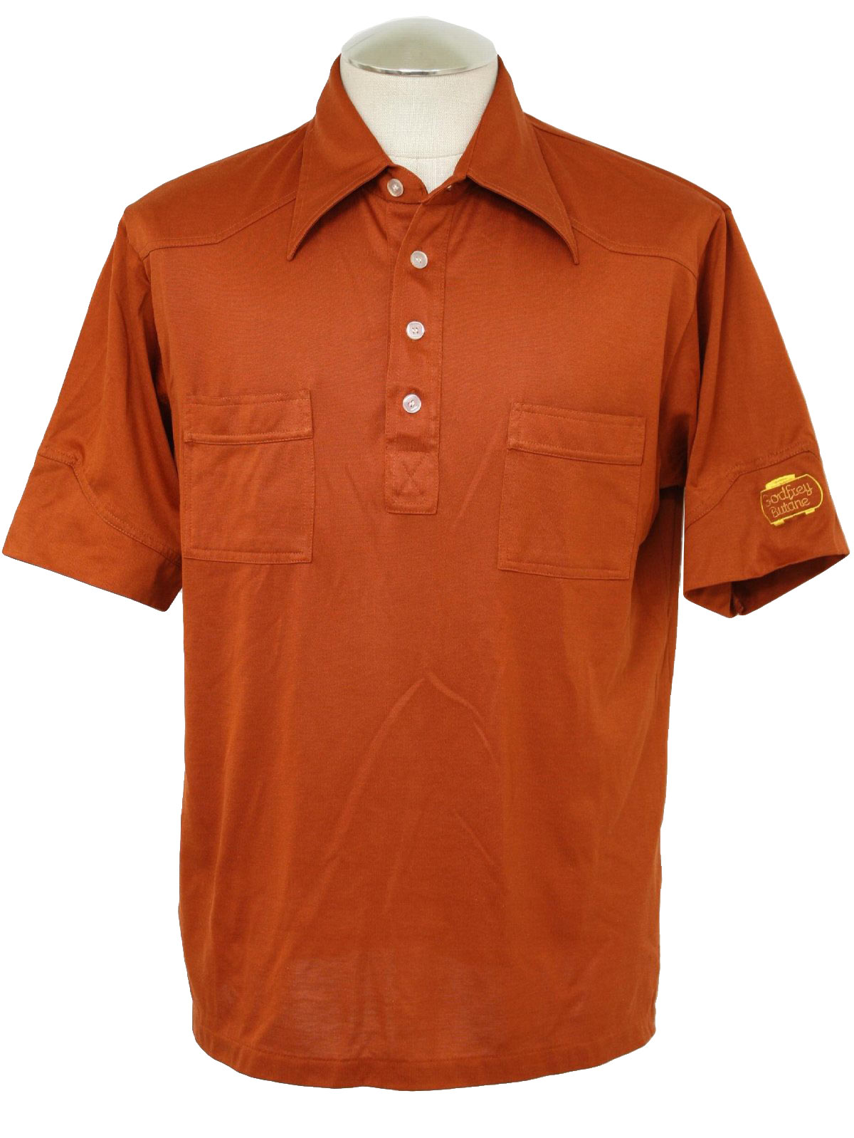 70s Vintage Sahara Shirt: 70s -Sahara- Mens rust cotton polyester short ...
