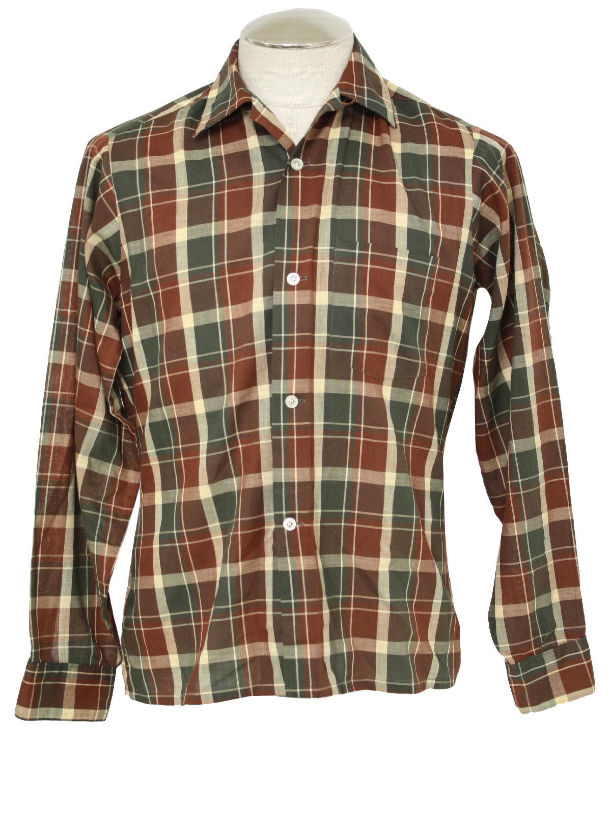 1960's Vintage Van Heusen Shirt: 60s -Van Heusen- Mens reds, green and ...