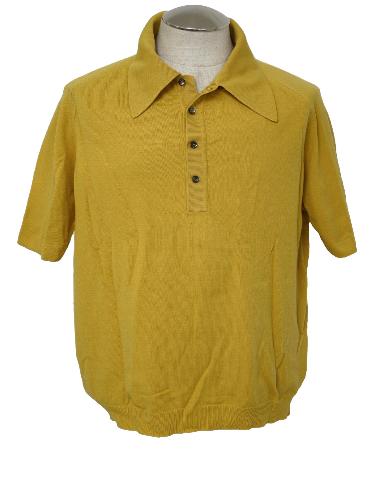 Retro 70's Knit Shirt: 70s -Puritan- Mens harvest gold acrylic short ...