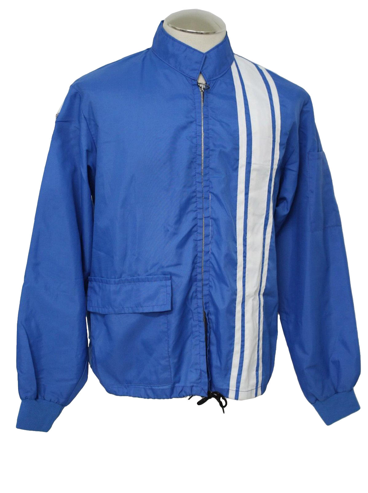 Vintage 1960's Jacket: 60s -No Label- Mens blue, white striped nylon ...