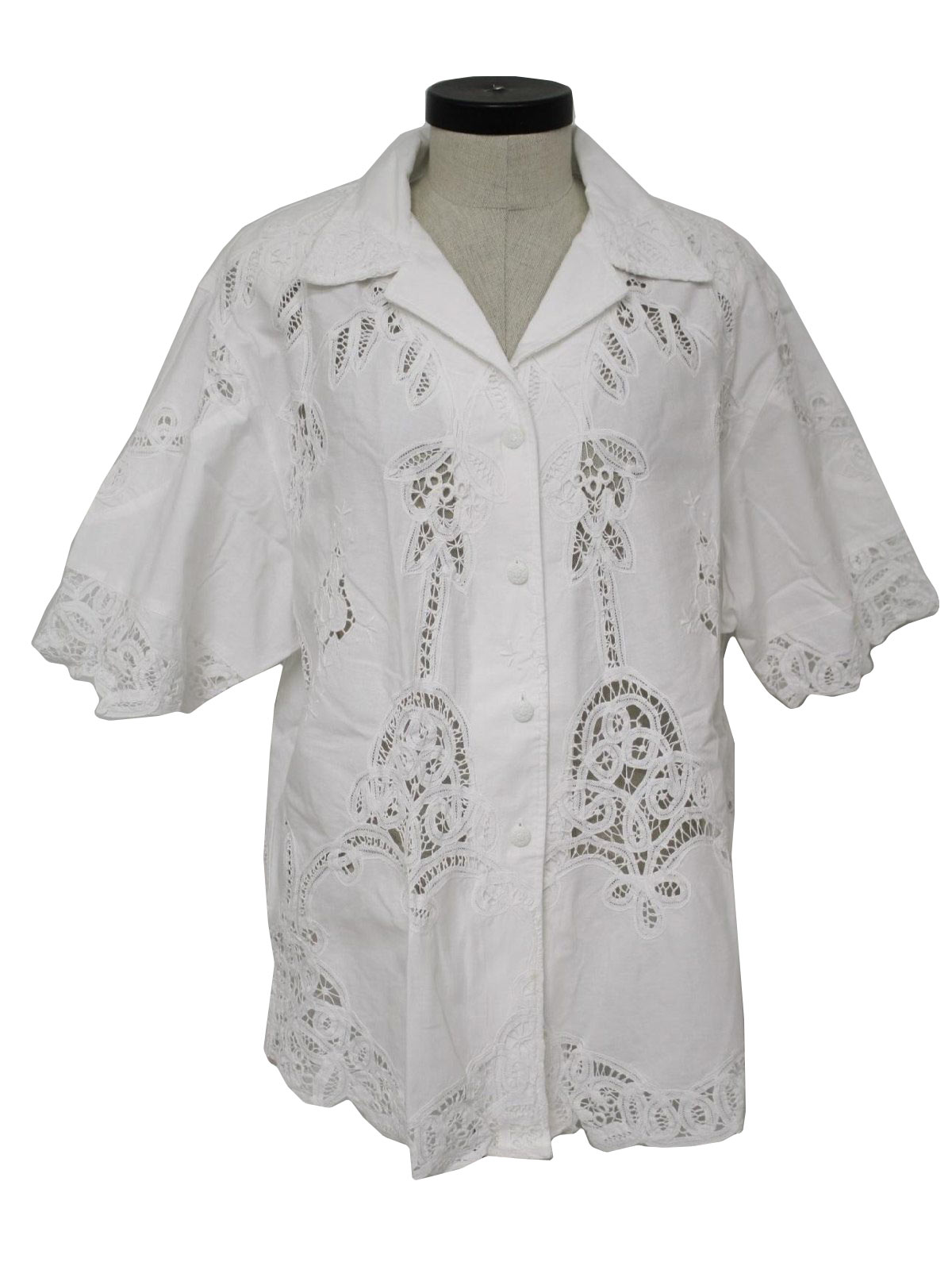 white cutwork shirt