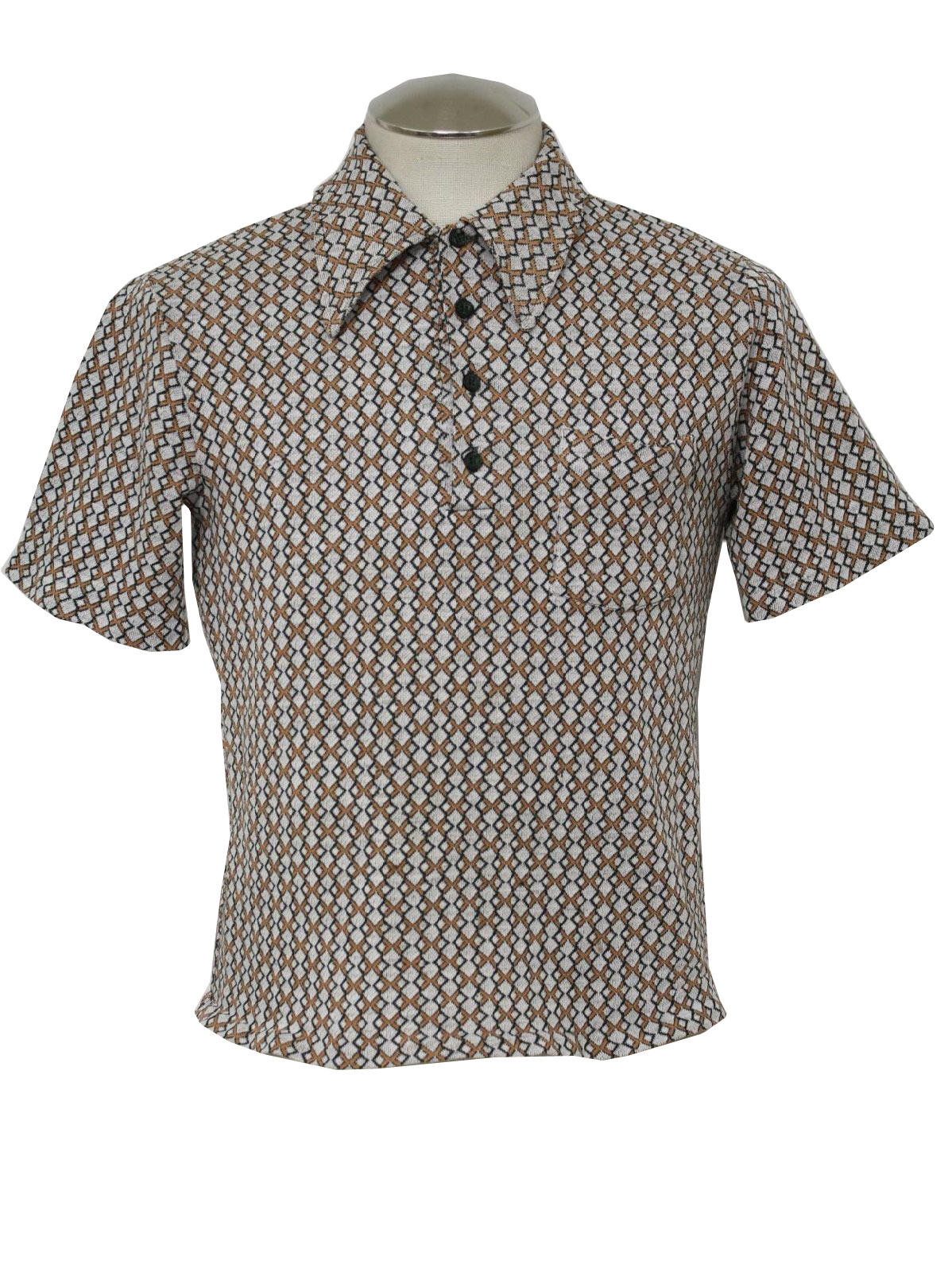 1970s Vintage Knit Shirt: 70s -Jantzen100- Mens short sleeve polyester ...