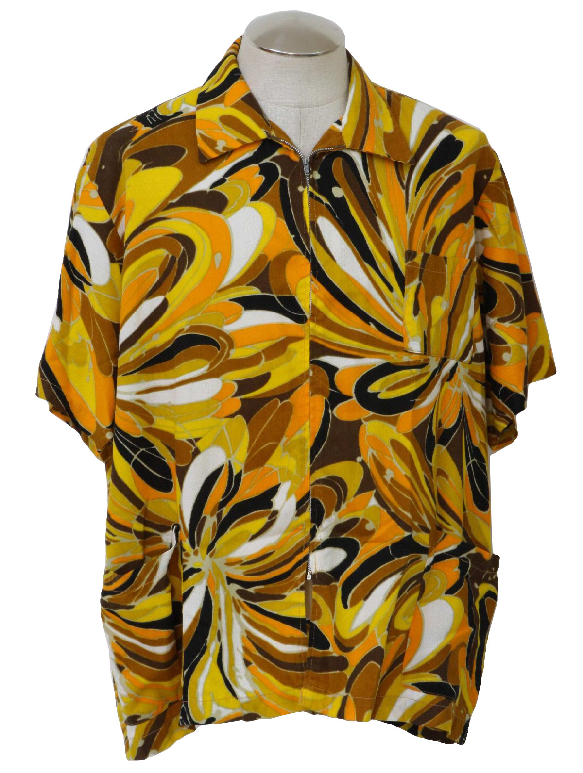 Vintage 1970's Hawaiian Shirt: Early 70s -Colorful Vin Mar- Mens white ...