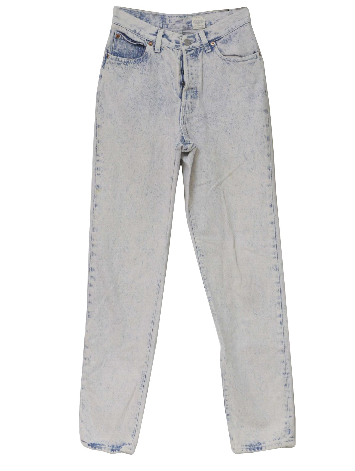 Retro 80's Pants: 80s -Levis- Womens white and blue cotton denim acid ...