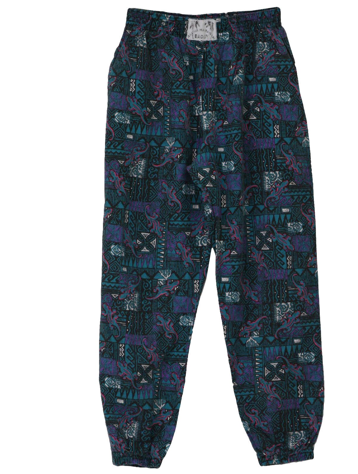 Vintage 80s Pants: 80s -Aloha Hawaii- Mens grey, black, teal blue and ...