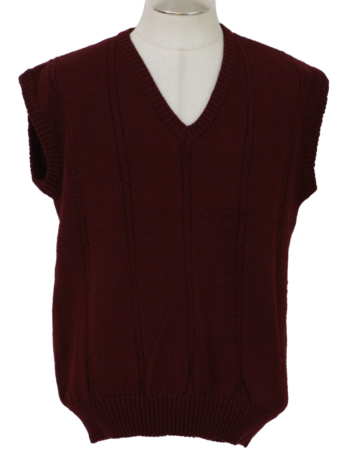Vintage 1970's Sweater: 70s -Greg Richards- Mens maroon acrylic ...