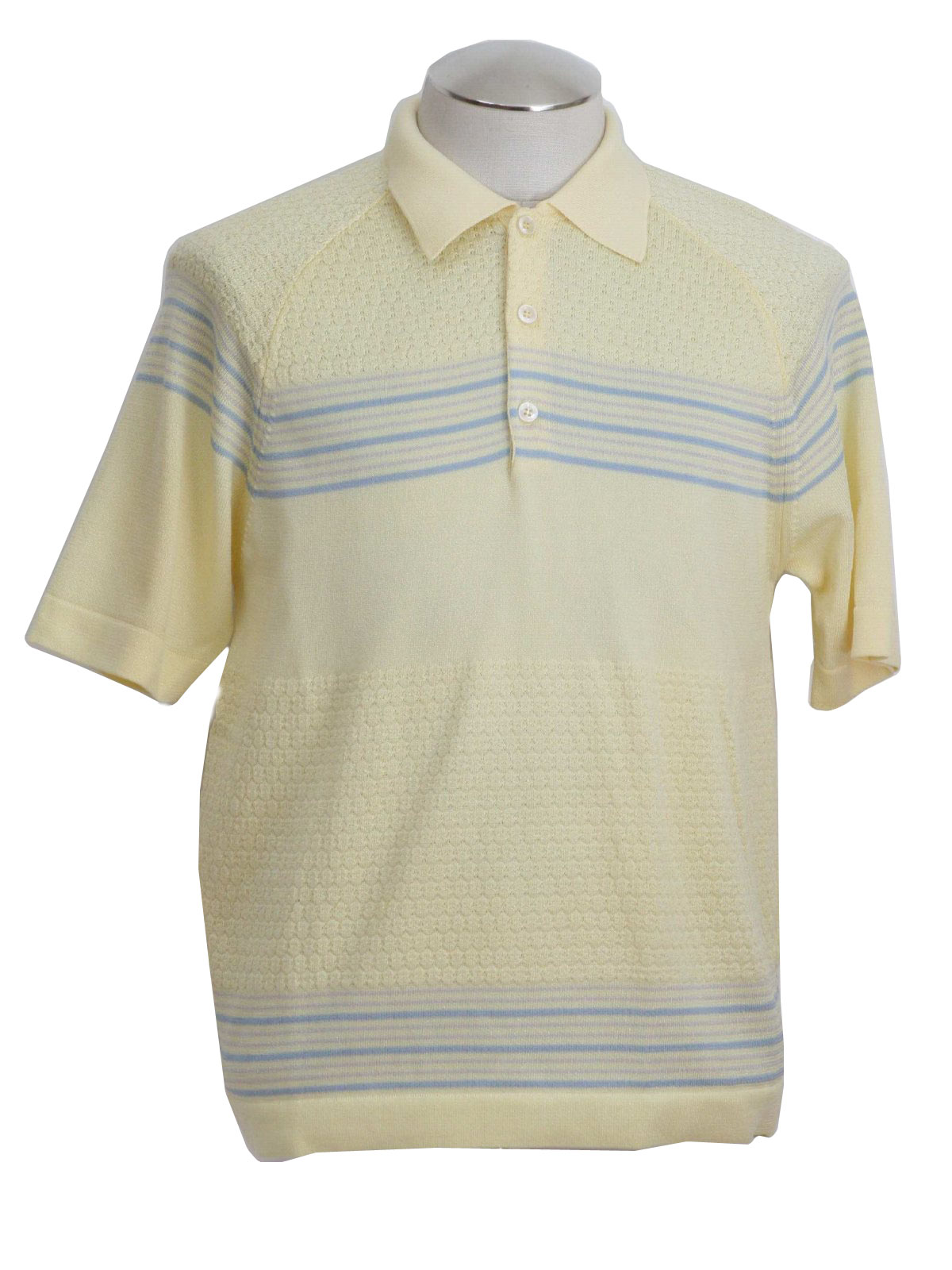 1970's Knit Shirt ( JC Penney): 70s - JC Penney- Mens yellow, with blue ...