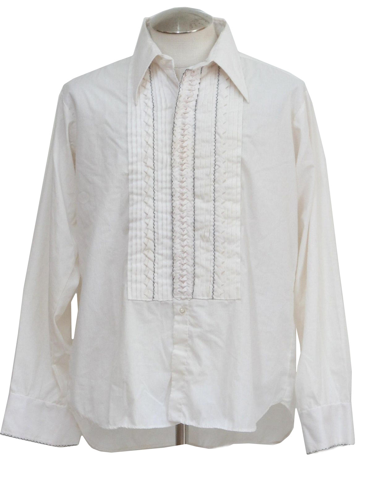 Retro 70's Shirt: 70s -Ugo Vallini Designer- Mens off white with black ...