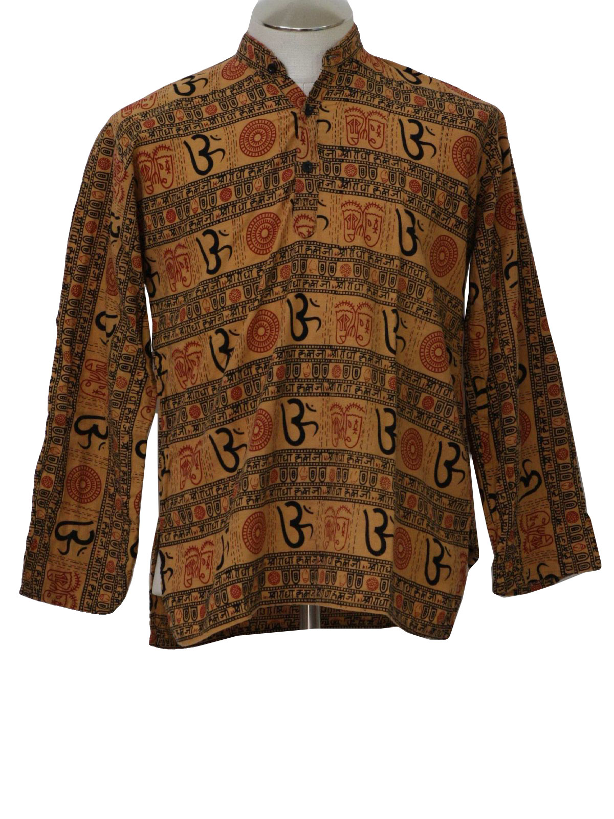 1970s Hippie Shirt: 70s style made more recently- Mens light brown with ...
