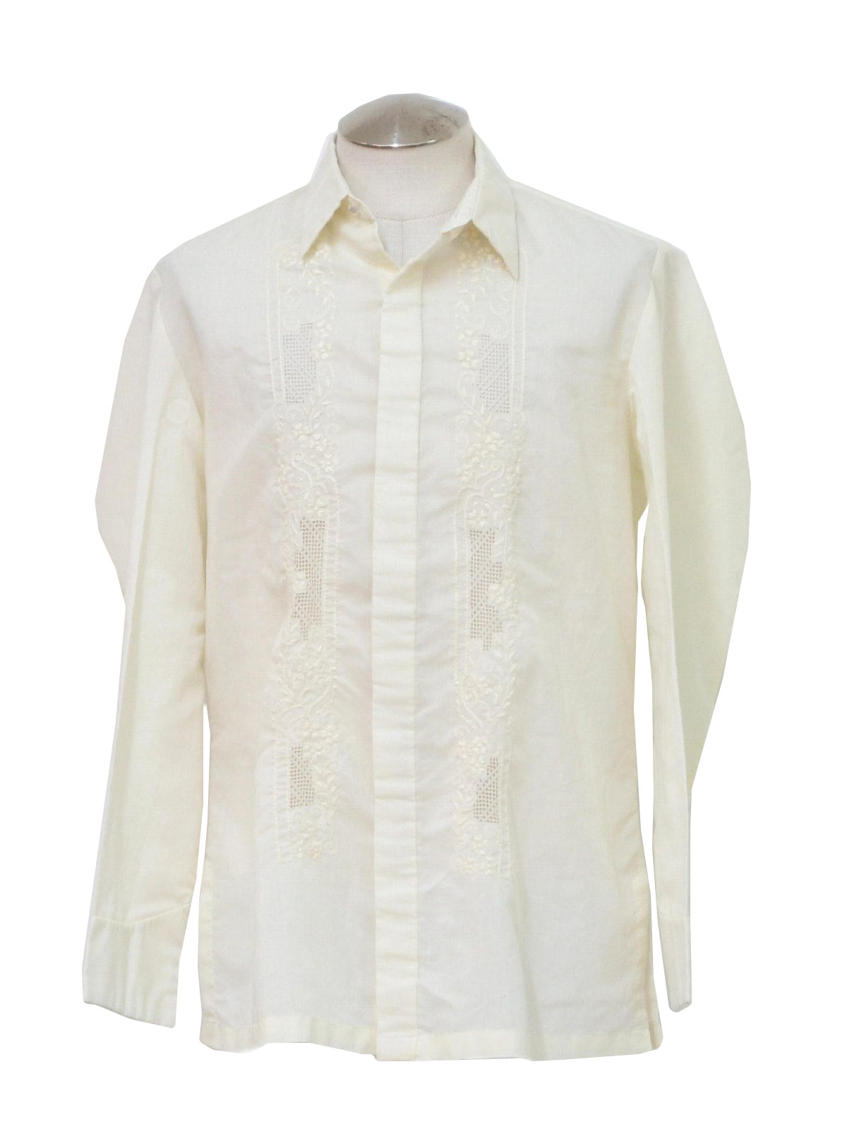 Vintage 70s Hippie Shirt: Late 70s early 80s -Neek- Mens off white ...