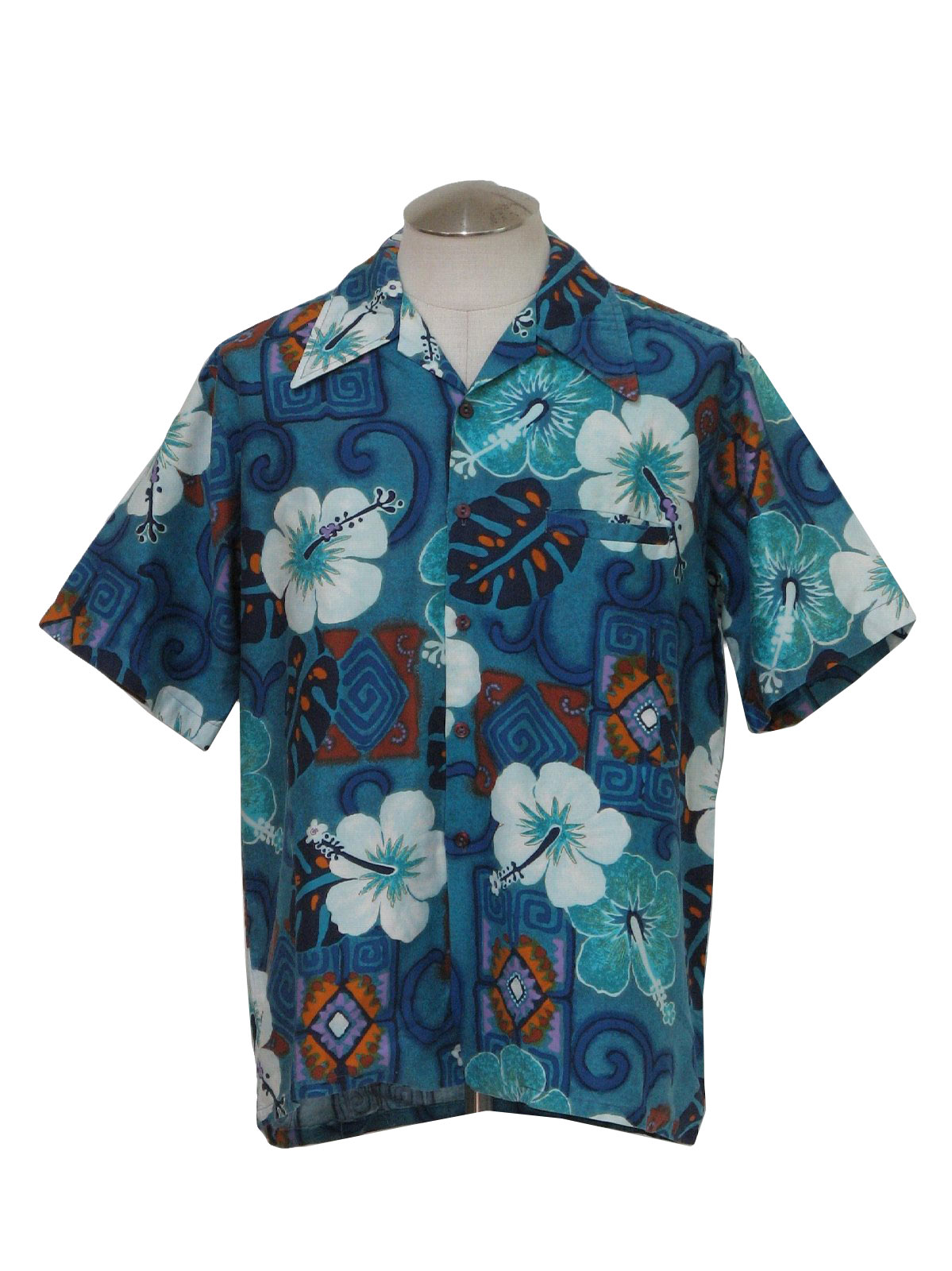 60s Retro Hawaiian Shirt: Late 60s -Go Barefoot in Paradise- Mens navy ...