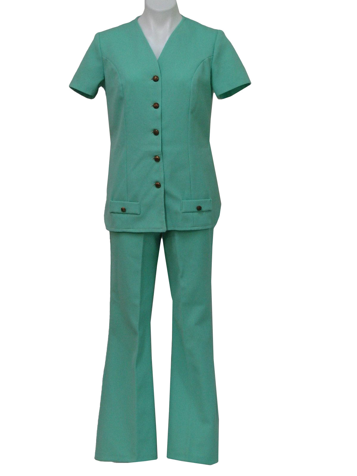 double knit pant suit