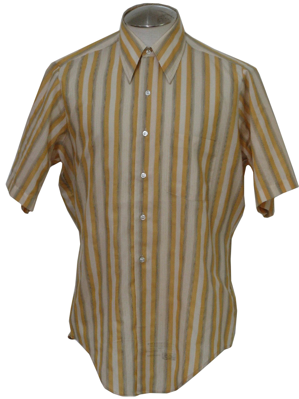 Retro 1970s Shirt: 70s -Kent Arrow Collection- Mens off-white, gold and ...