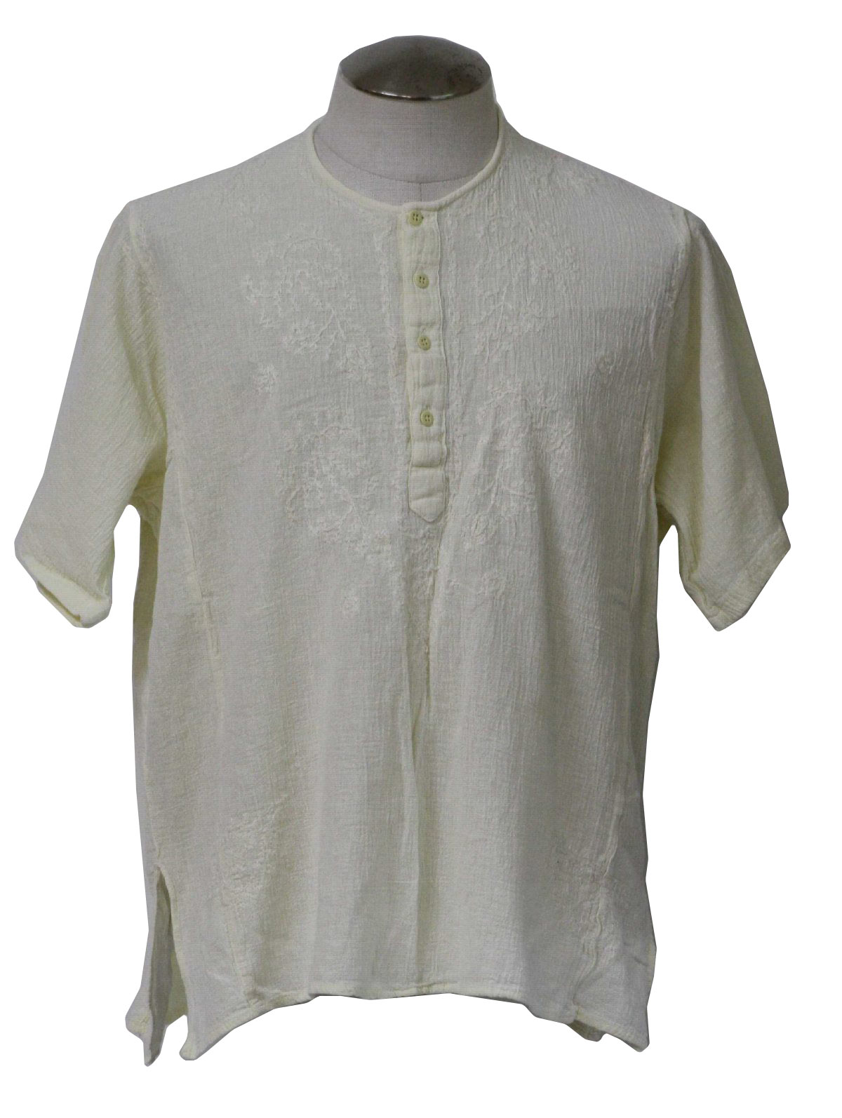 70s Retro Hippie Shirt: 70s -Geeta- Mens butter cream short sleeve ...