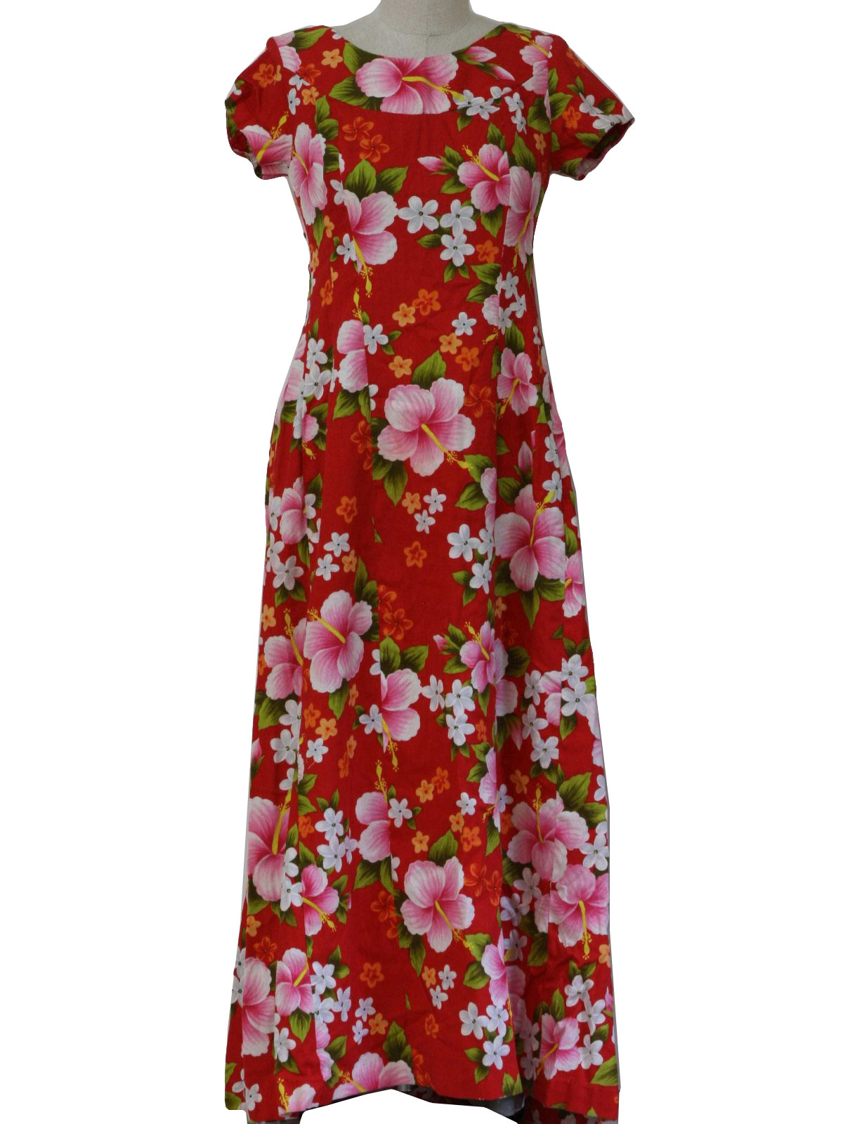 1970s Vintage Hawaiian Dress: 70s -Ui Maikai- Womens bright red with ...