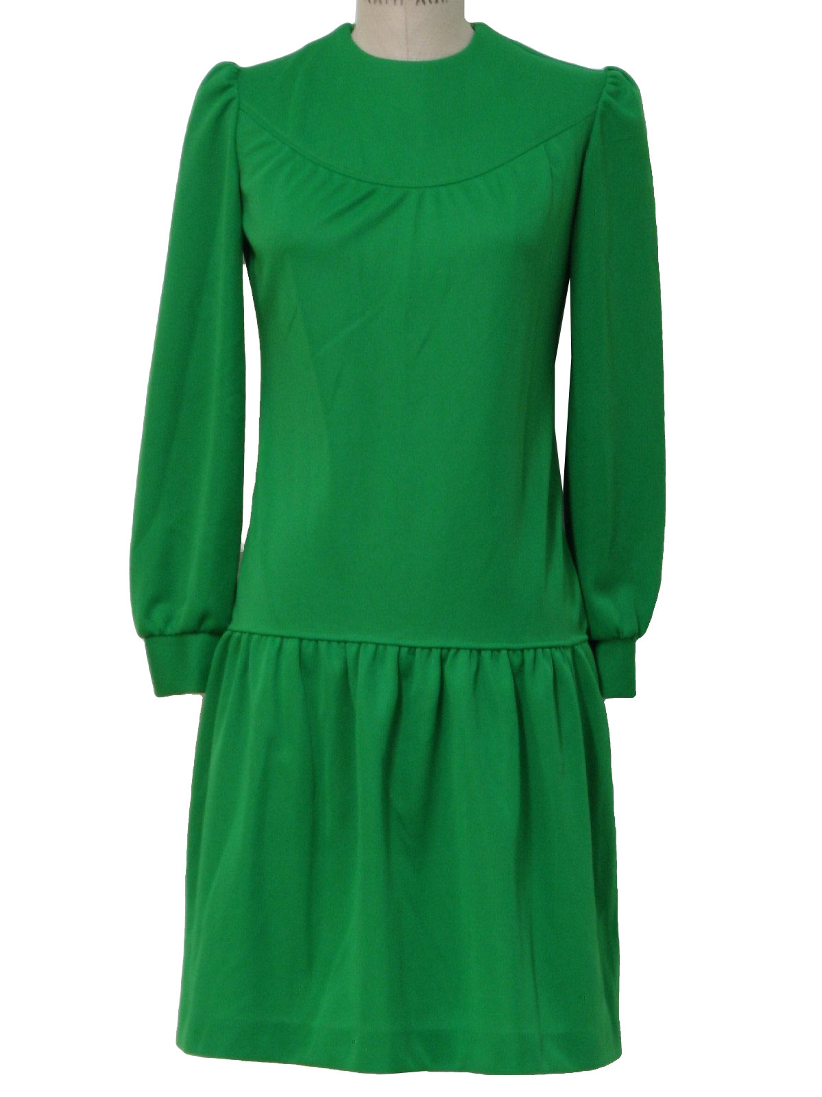 Vintage 1970's Dress: 70s -Union label- Womens grass green polyester ...