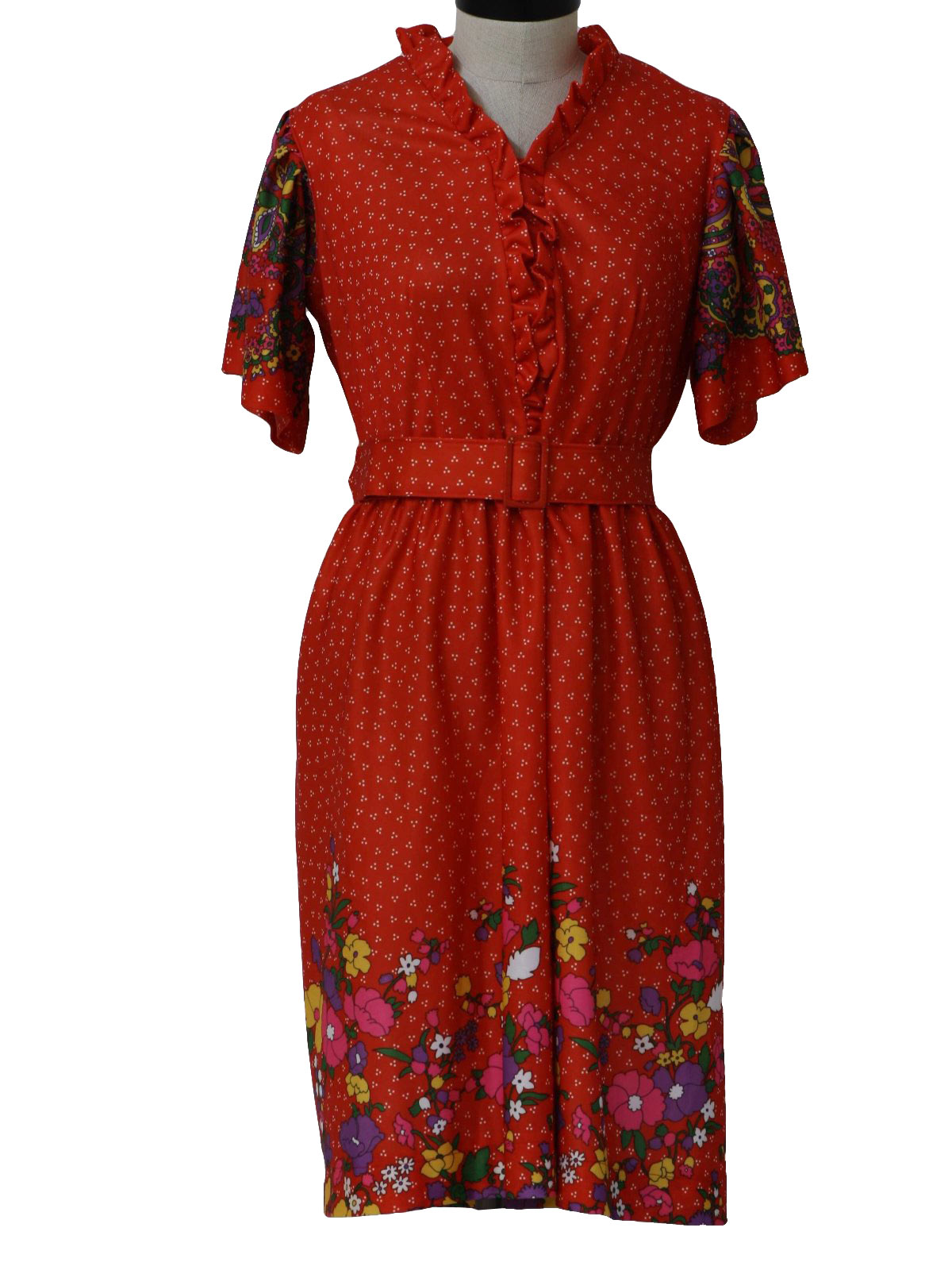 Retro 1970s Hippie Dress: 70s -Sherie Kay- Womens red, white, hot pink ...
