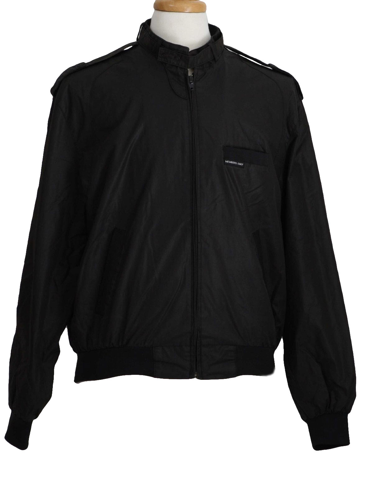 1980's Retro Jacket: 80s -Members Only- Mens black cotton and polyester ...