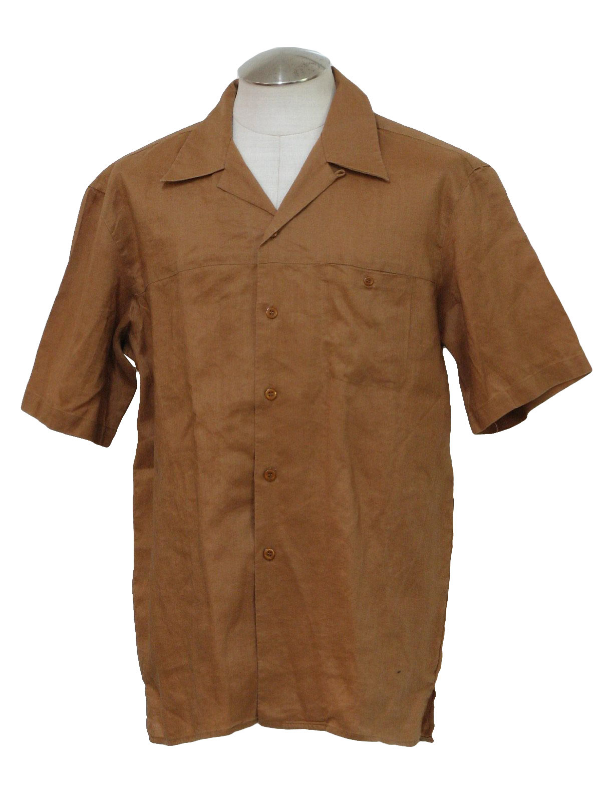 Vintage 1980's Shirt: 80s -Success- Mens medium brown button front