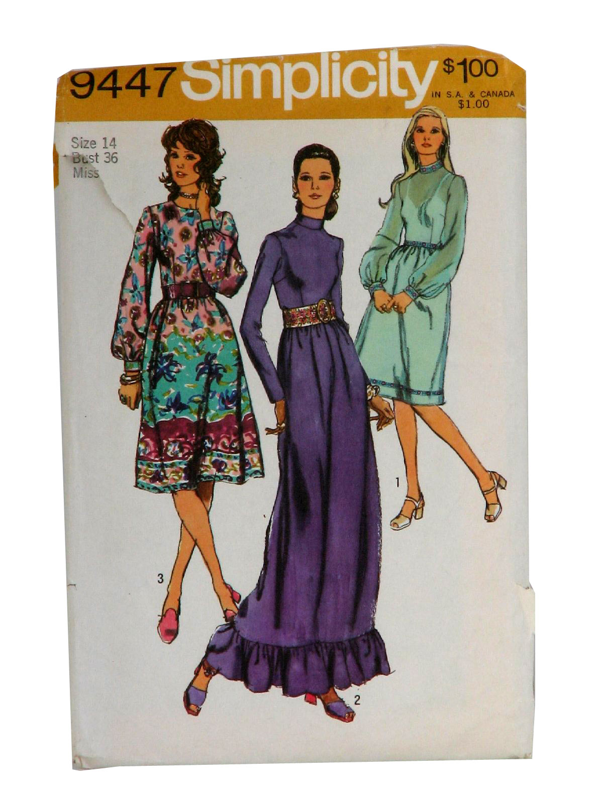 1970s Sewing Pattern 1971 Simplicity Pattern No 9447 Womens Sewing