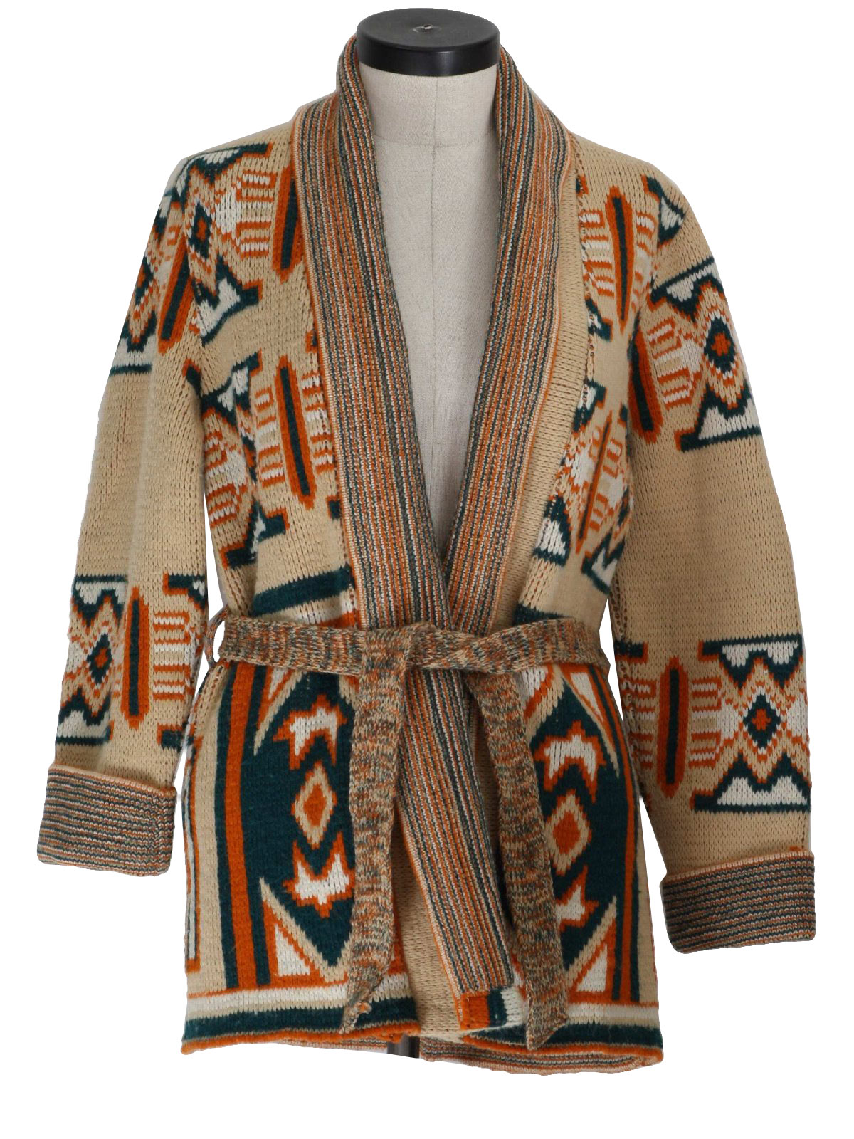 70s Sabra Native Pattern Knit Gawn - カーディガン
