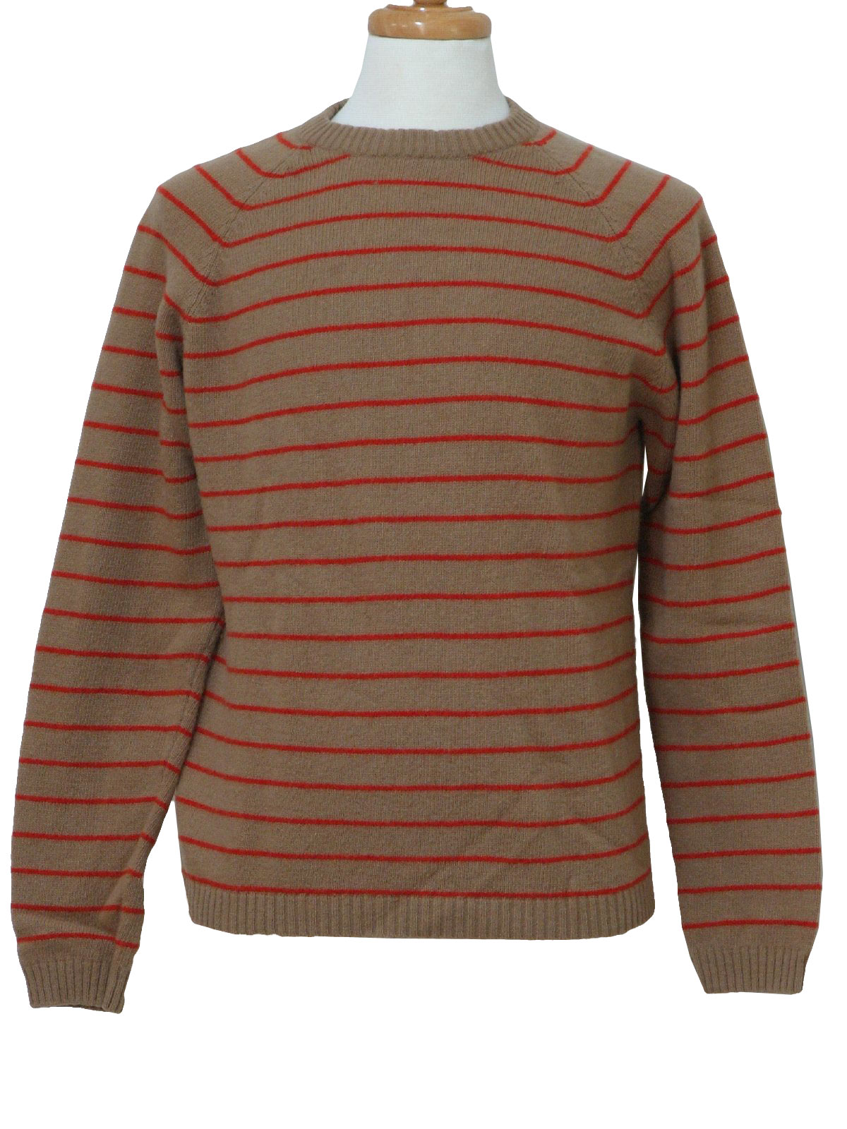 Vintage 1980's Sweater: 80s -Fink- Mens cream and red horizontal stripe ...