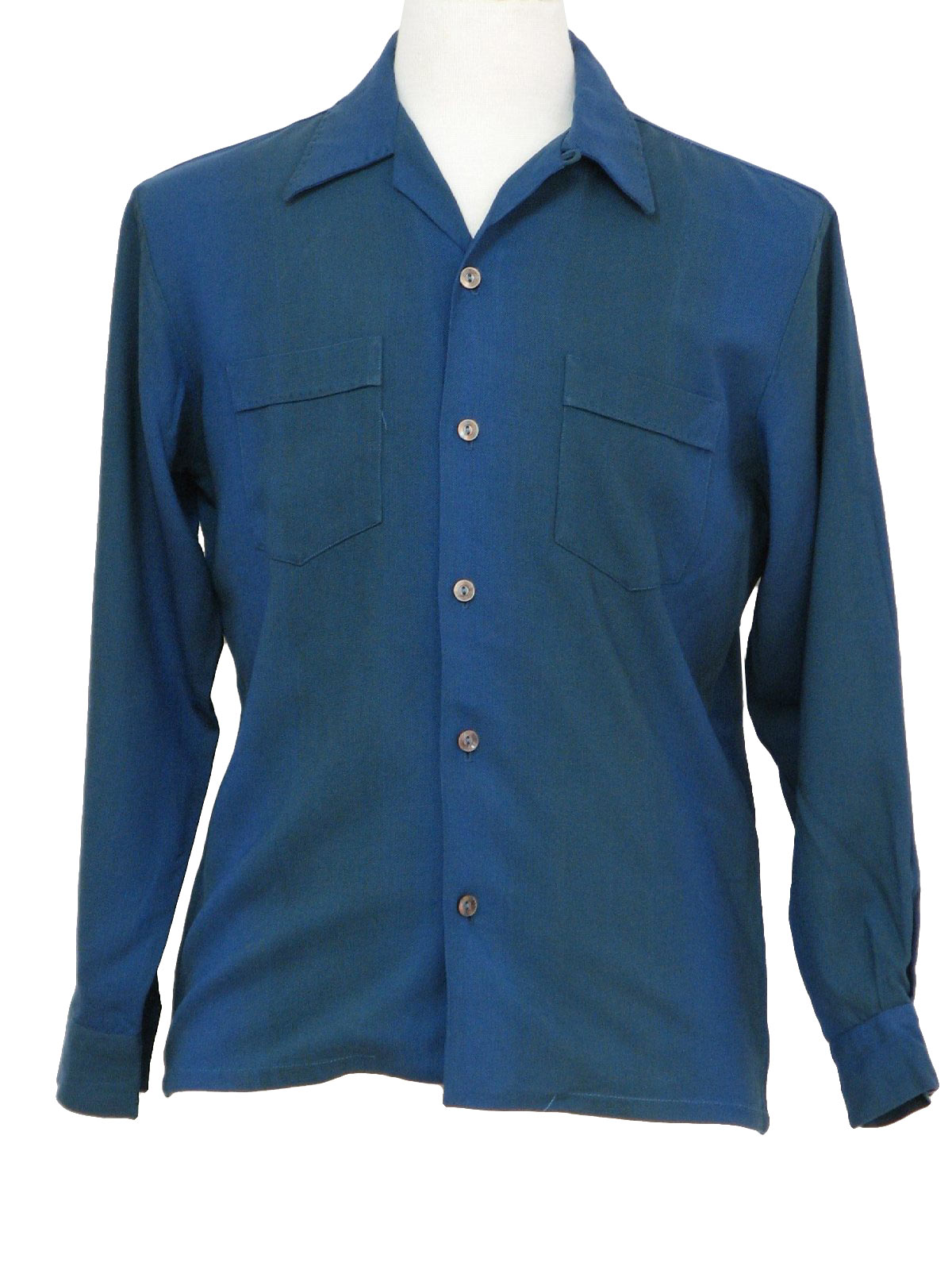 Retro 50's Shirt: Late 50s -Sportsman- Mens deep dusty blue subtly ...