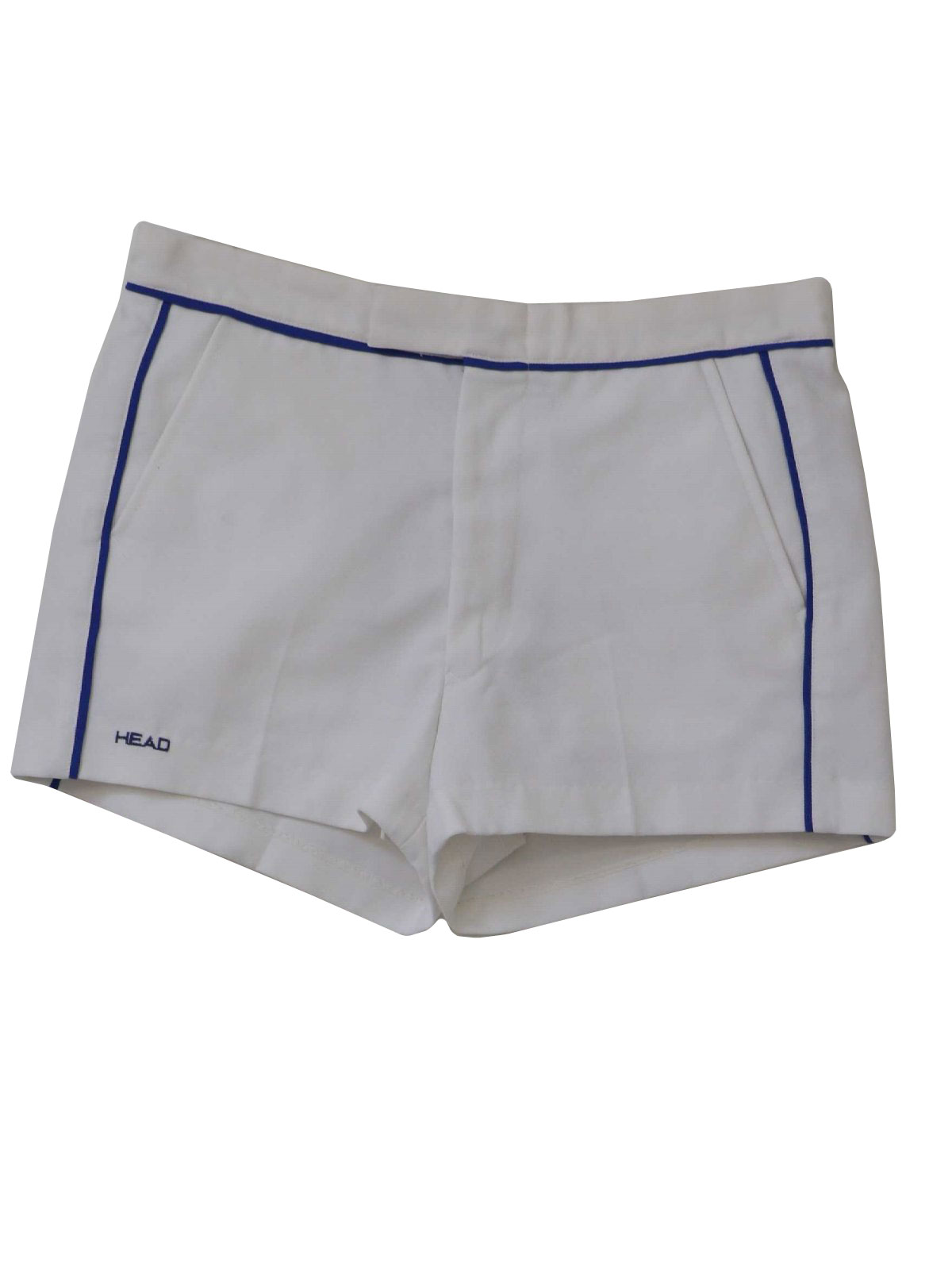 Vintage 1970's Shorts: 70s -Head- Mens white with cobalt blue piping ...
