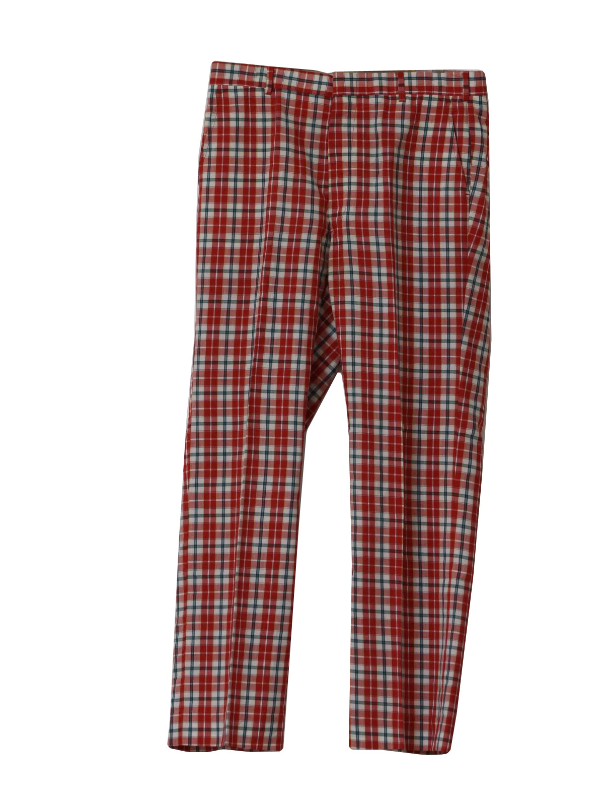 1970's Pants (Izod): 70s -Izod- Mens red, green, yellow and white plaid ...