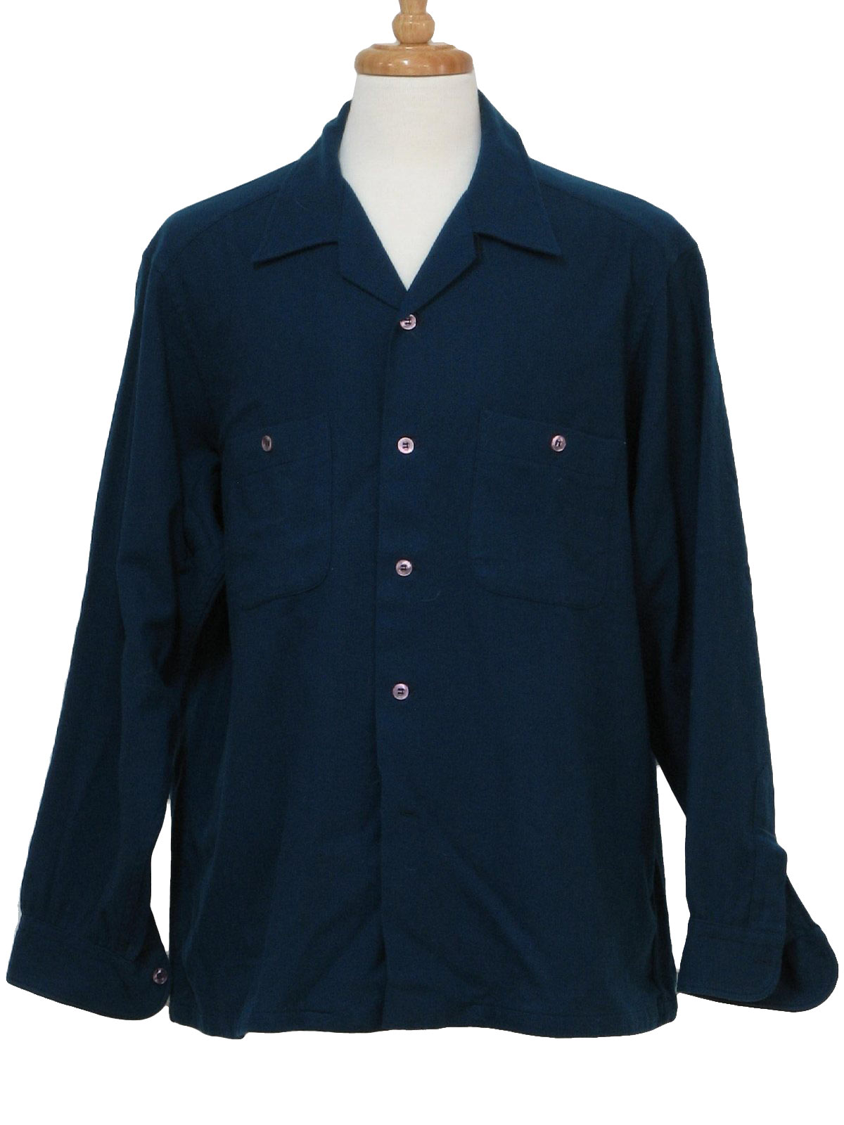 1950's Vintage Pendleton Wool Shirt: 60s -Pendleton- Mens dark