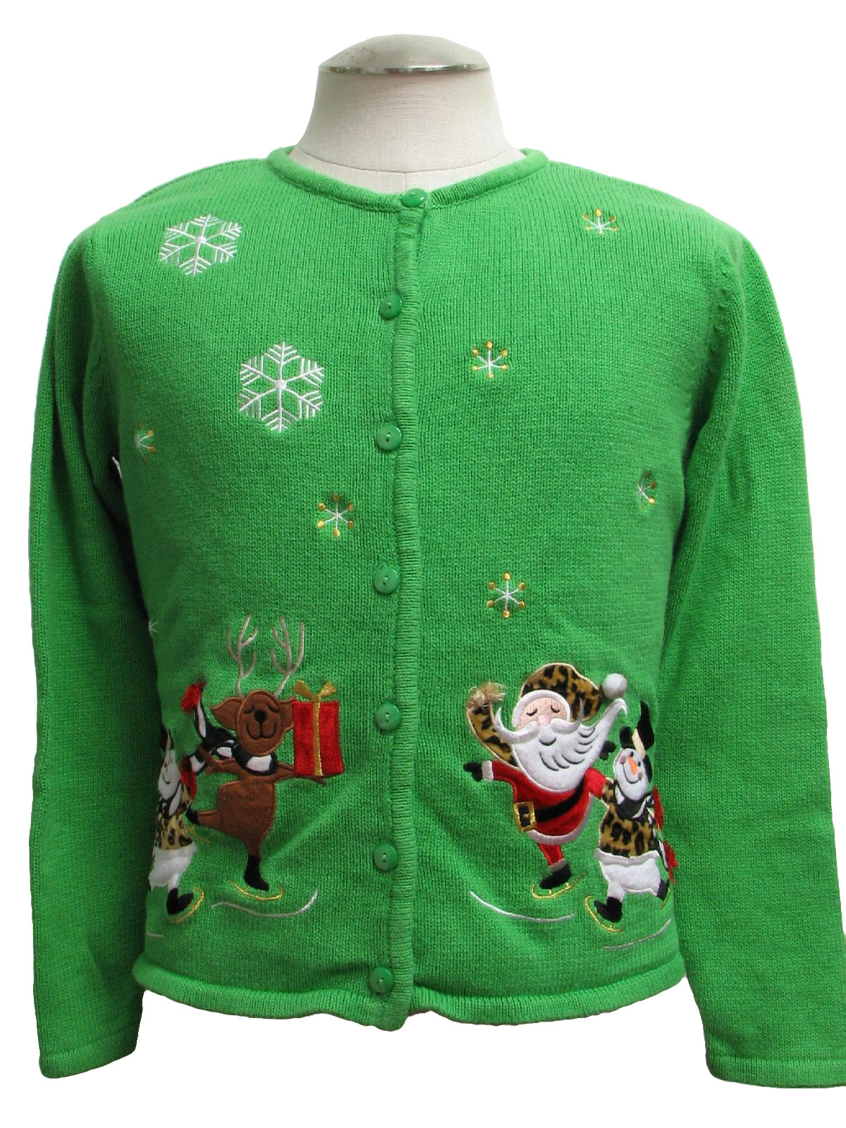 Womens Ugly Christmas Sweater: -Classic Elements- Womens bright green ...