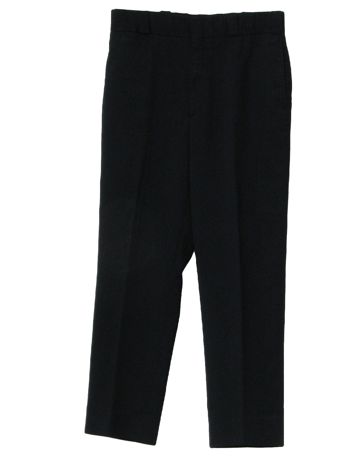 1980's Retro Pants: 80s -Fechheimer- Mens navy blue wool polyester ...