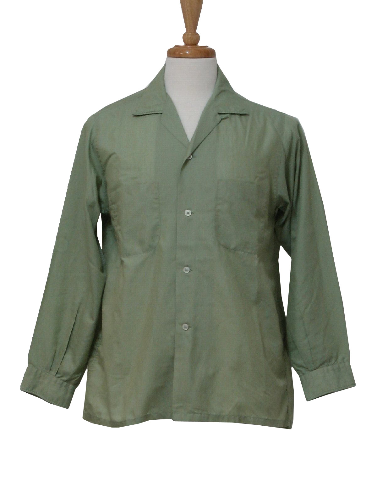 Sixties Towncraft Shirt: 60s -Towncraft- Mens hazy light moss cotton ...