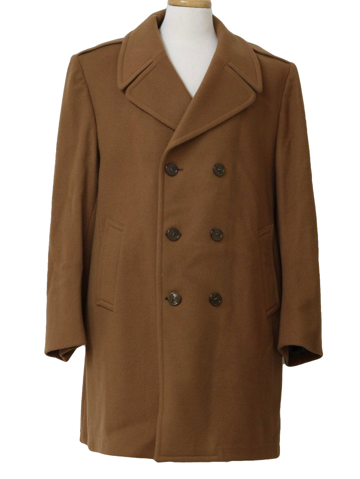 Retro Sixties Jacket: 60s -Zero King- Mens camel brown wool below knee ...