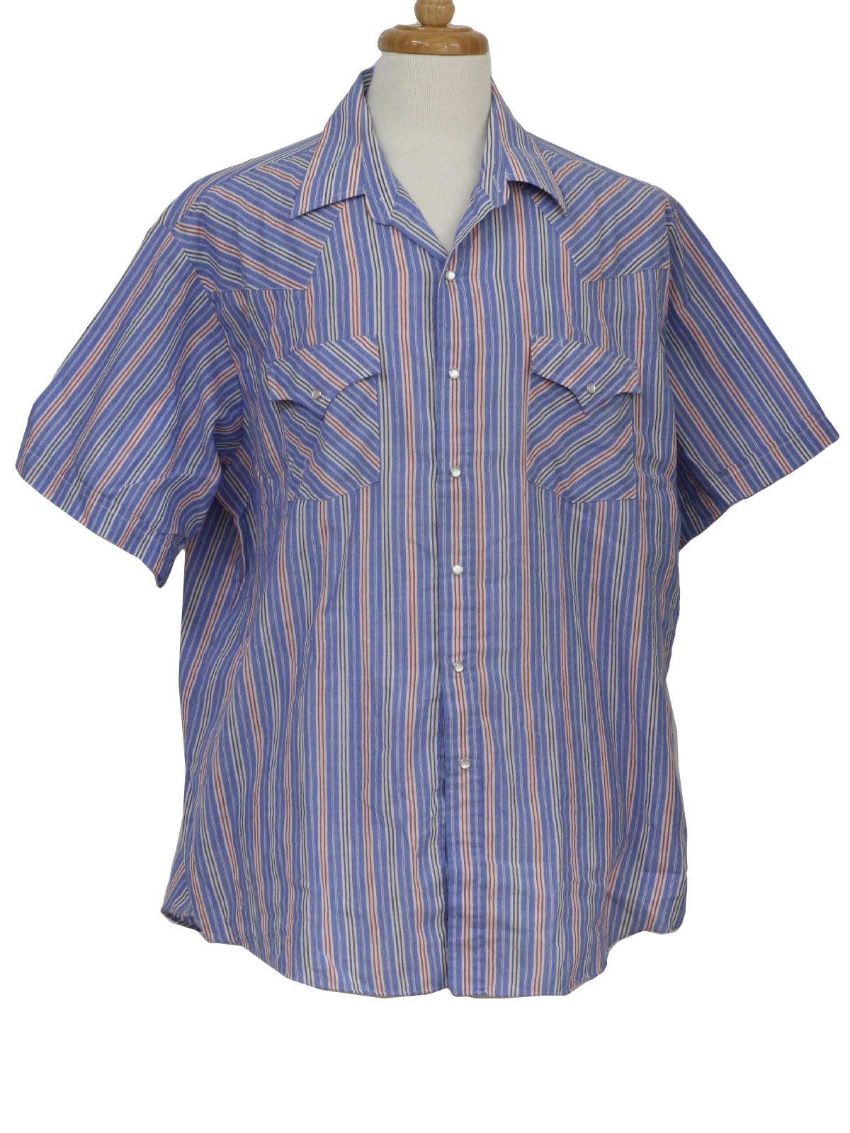 Retro Eighties Western Shirt: 80s -Plains- Mens light blue, white, red ...