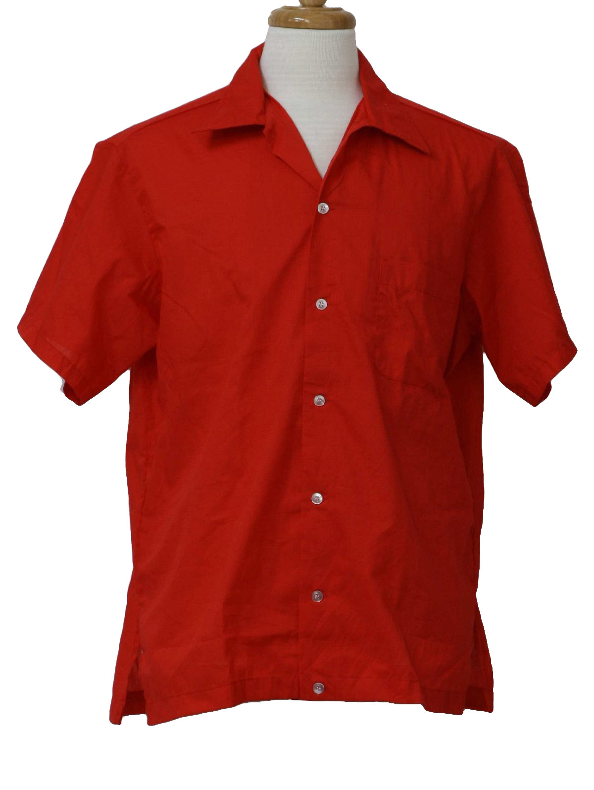 Retro 1970s Bowling Shirt: 70s -Hilton- Mens bright fire red polyester ...