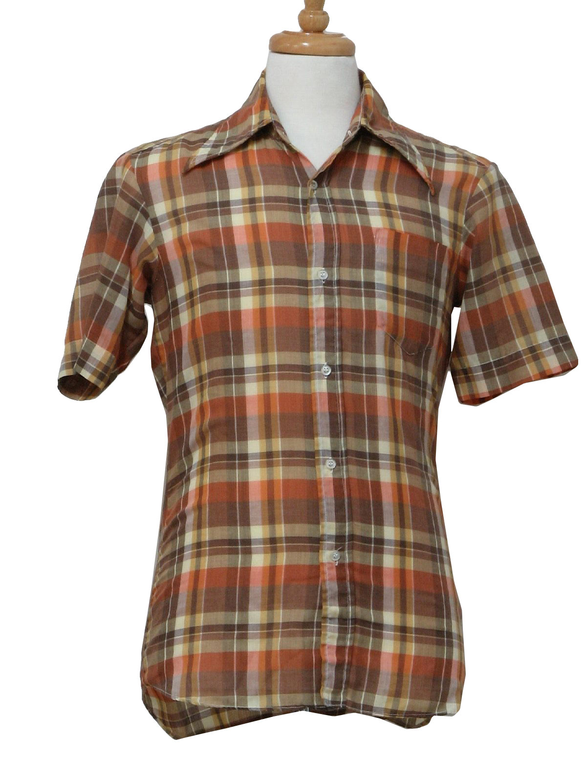 70s Vintage Playboy Shirt: 70s -Playboy- Mens brown, tan, peach and ...