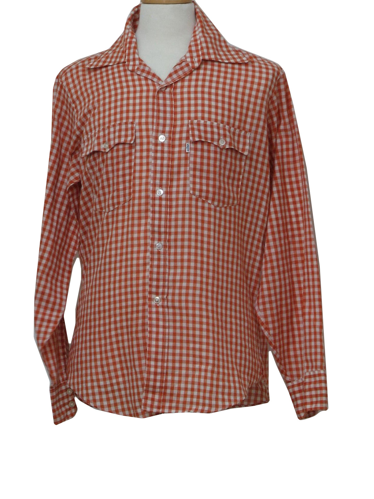 60s Vintage Levis Western Shirt: 70s -Levis- Mens red and white gingham ...
