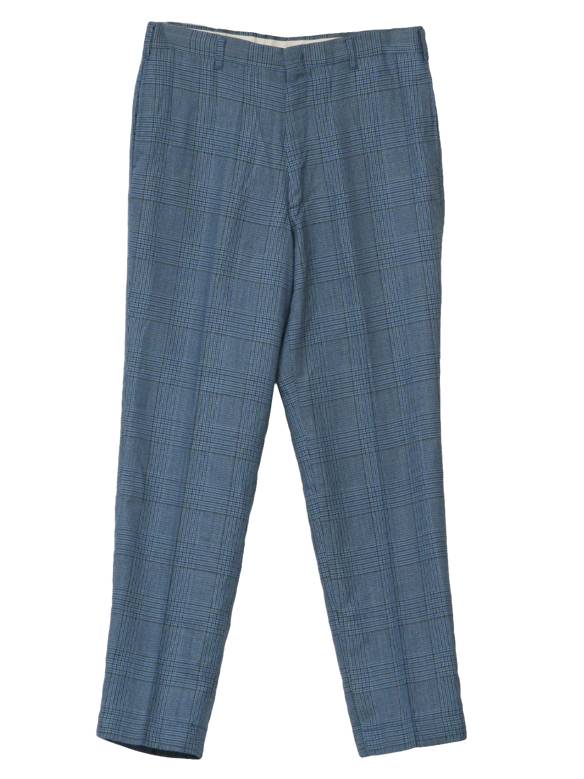 Vintage 1960's Pants: 60s -Farah- Mens shaded blue and black plaid ...