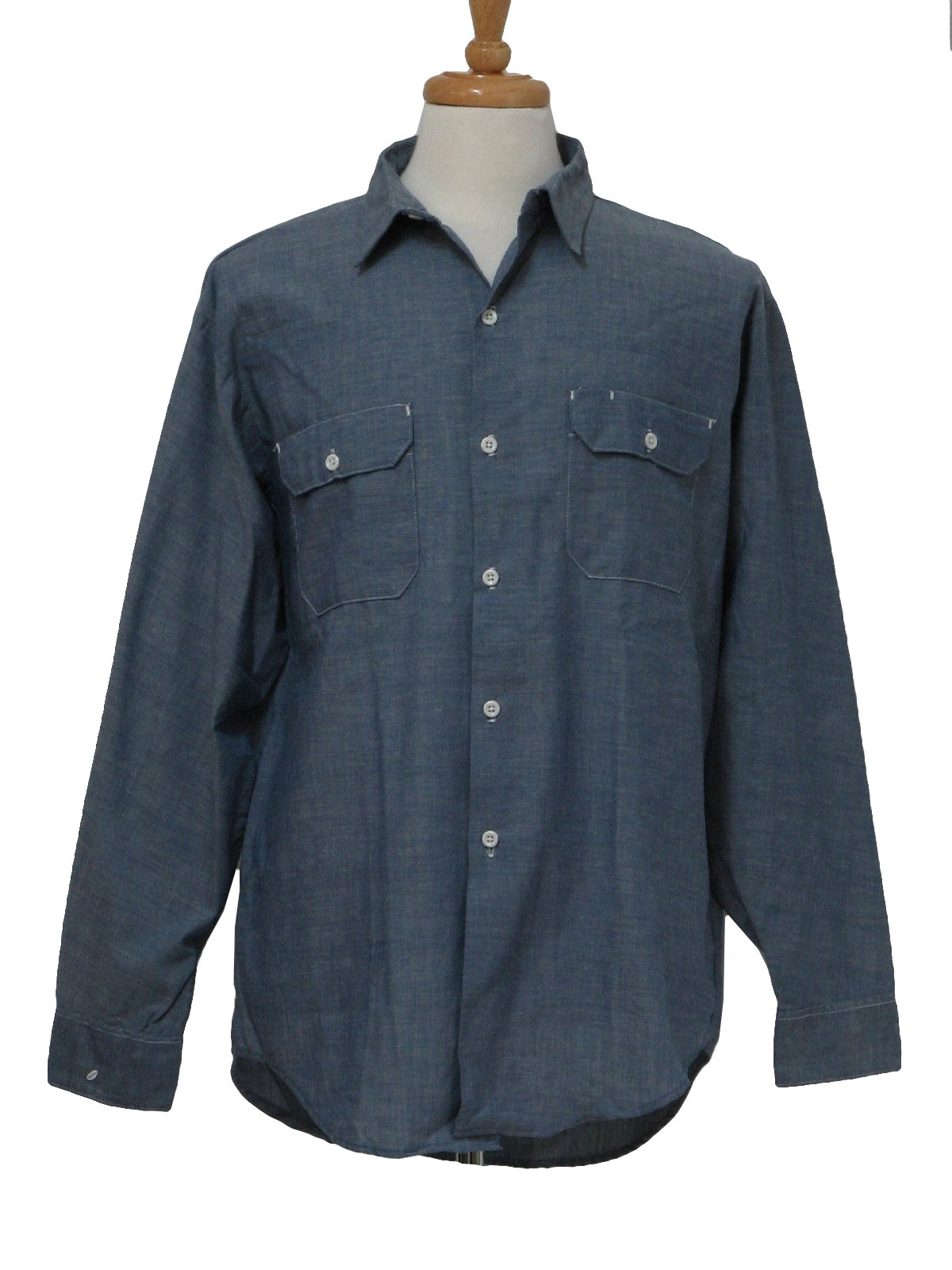 Retro 70s Shirt (Big Mac) : 70s -Big Mac- Mens blue polyester and ...