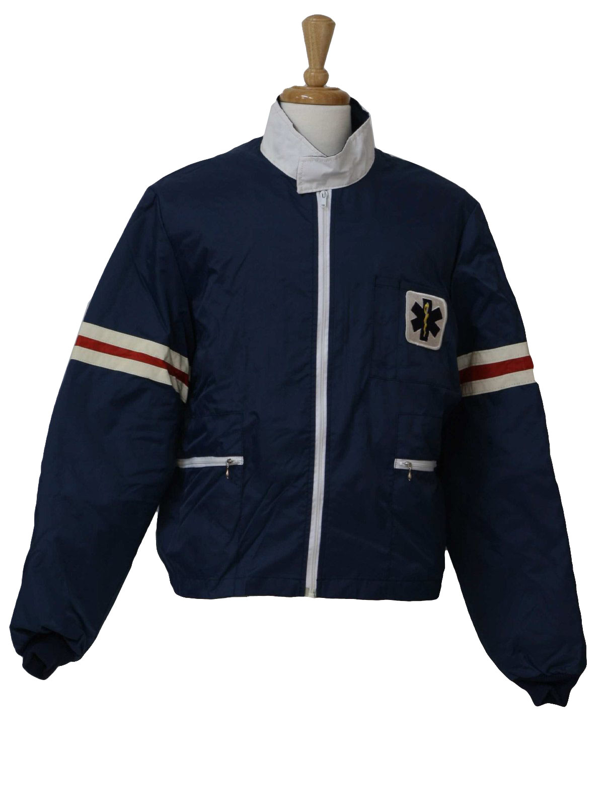 Retro 1980s Jacket: 80s -Dynamed- Mens blue zip front classic EMT nylon ...